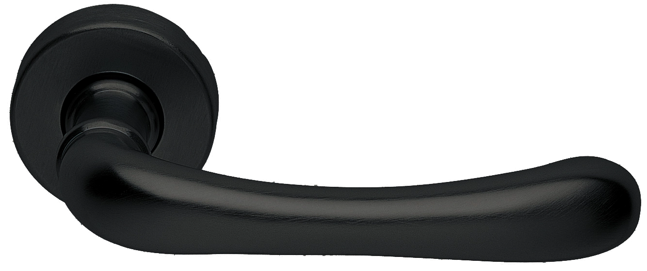 Ручка дверная RING R3-E NERO раздельная на круглой розетке, цвет - черный фото купить Курск