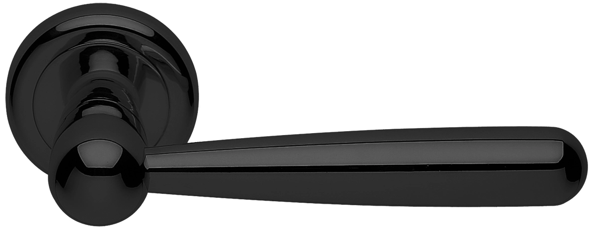 Ручка дверная PINOKKIO R4 NERO раздельная на круглой розетке, цвет - черный фото купить Курск