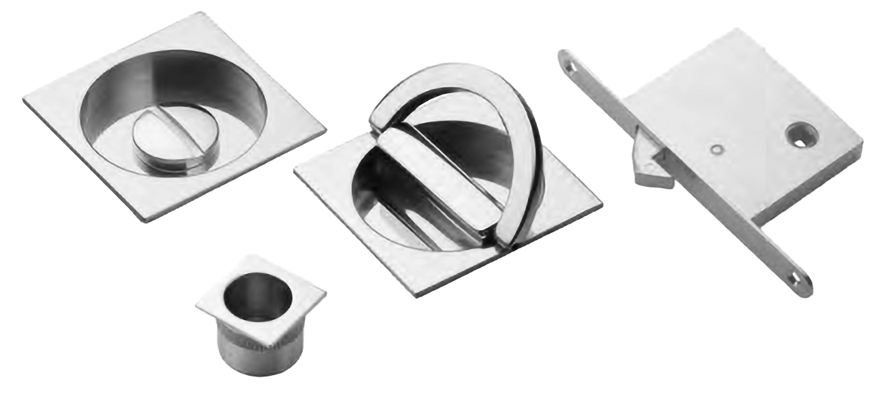 Комплект ручек для раздвижных дверей ART.75B/Q CRO с поворотным кольцом, пальчиковой ручкой и замком, цвет - хром фото купить Курск