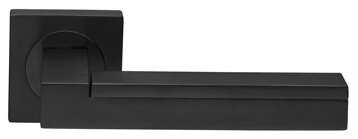 Ручка дверная ISLAND S2 NERO раздельная на квадратной розетке, цвет черный, латунь фото купить в Курске