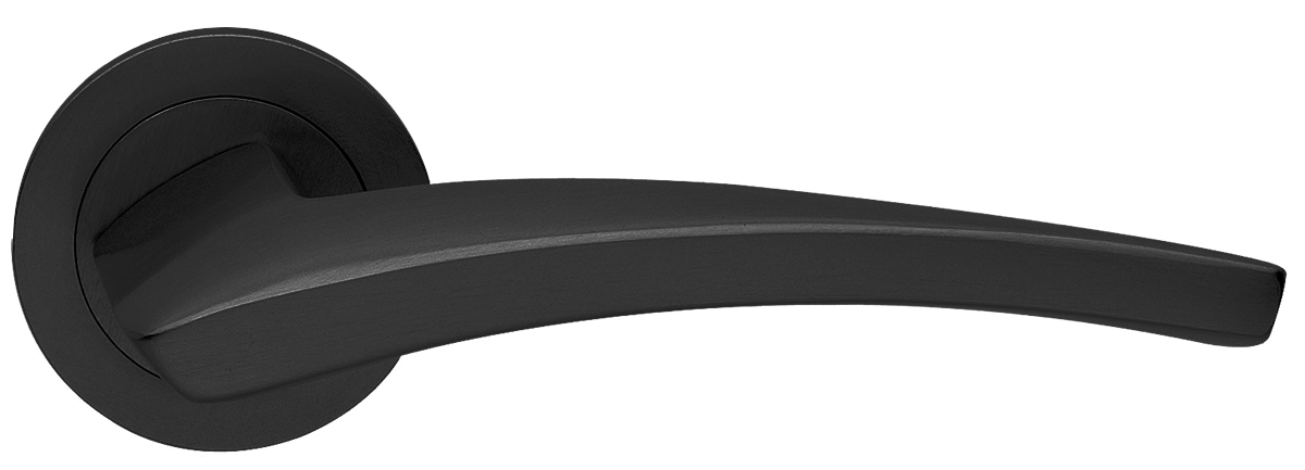 Ручка дверная WIND R2 NERO раздельная на круглой розетке, цвет черный, латунь фото купить в Курске