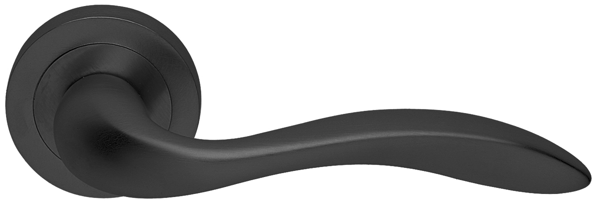 Ручка дверная LEON R2 NERO раздельная на круглой розетке, цвет - черный фото купить в Курске