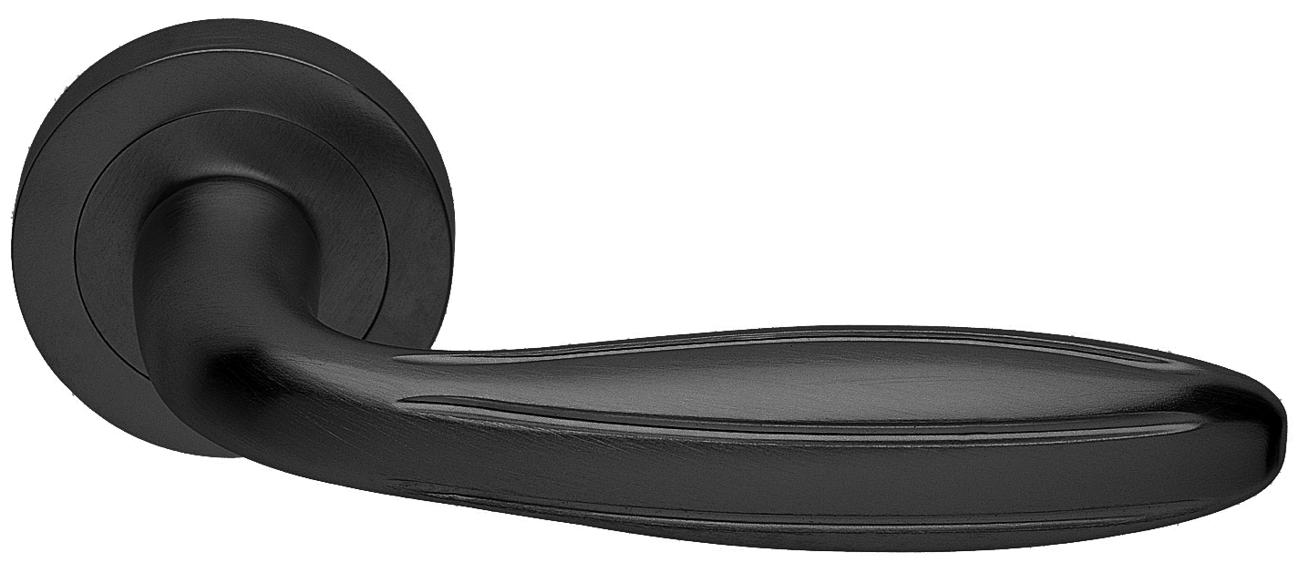 Ручка дверная BUD R2 NERO раздельная на круглой розетке, цвет - черный фото купить в Курске