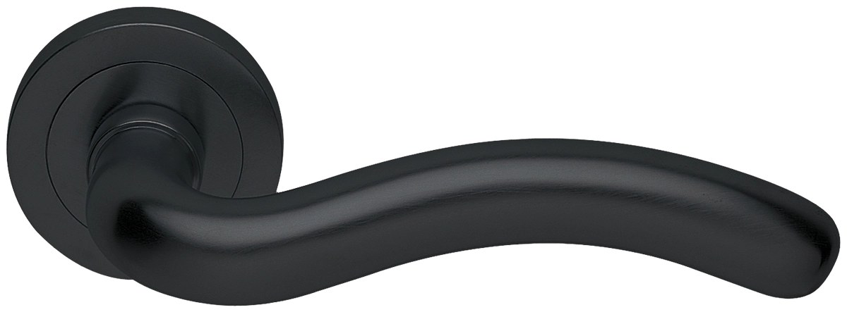 Ручка дверная SNAKE R2 NERO раздельная на круглой розетке, цвет - черный фото купить в Курске