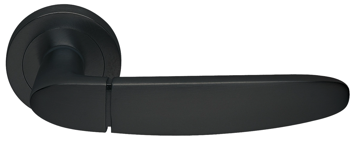 Ручка дверная SAIL R2 NERO раздельная на круглой розетке, цвет - черный фото купить в Курске