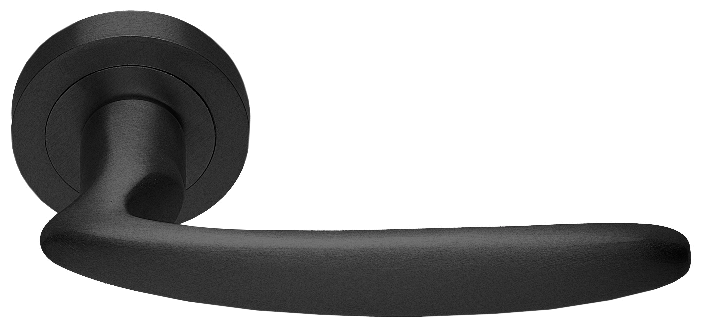 Ручка дверная FLAMINGO R2 NERO раздельная на круглой розетке, цвет черный, латунь фото купить в Курске