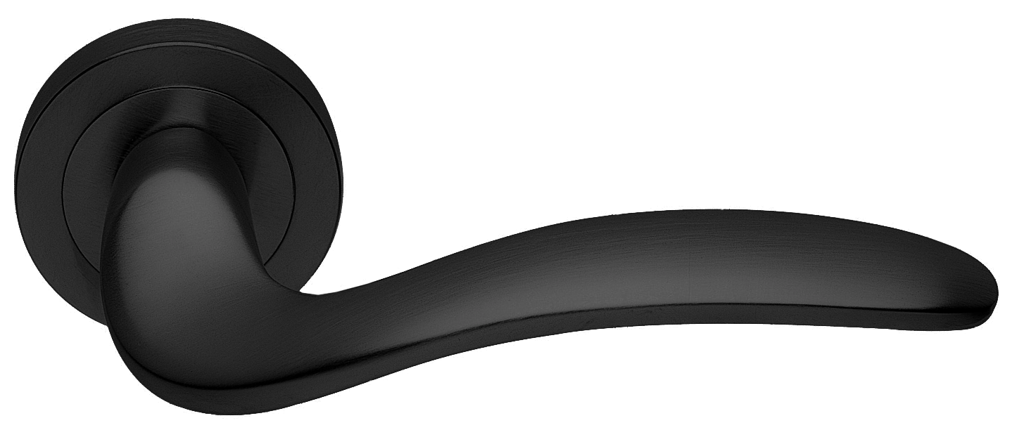 Ручка дверная COBRA R2 NERO раздельная на круглой розетке, цвет - черный фото купить в Курске