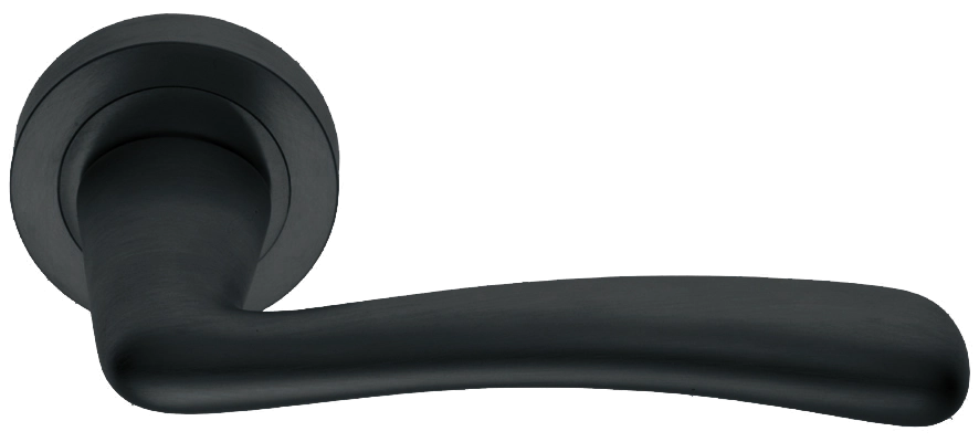 Ручка дверная COCKATOO R2 NERO раздельная на круглой розетке, цвет - черный фото купить в Курске