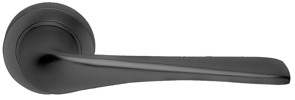 Ручка дверная LE MANS R2 NERO раздельная на круглой розетке, цвет - черный фото купить в Курске