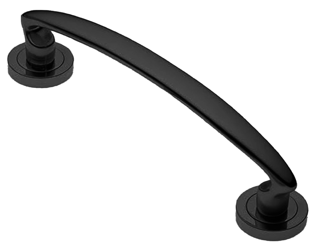 Ручка-скоба дверная FLAMINGO PH NERO на круглой розетке, цвет черный, латунь фото купить в Курске