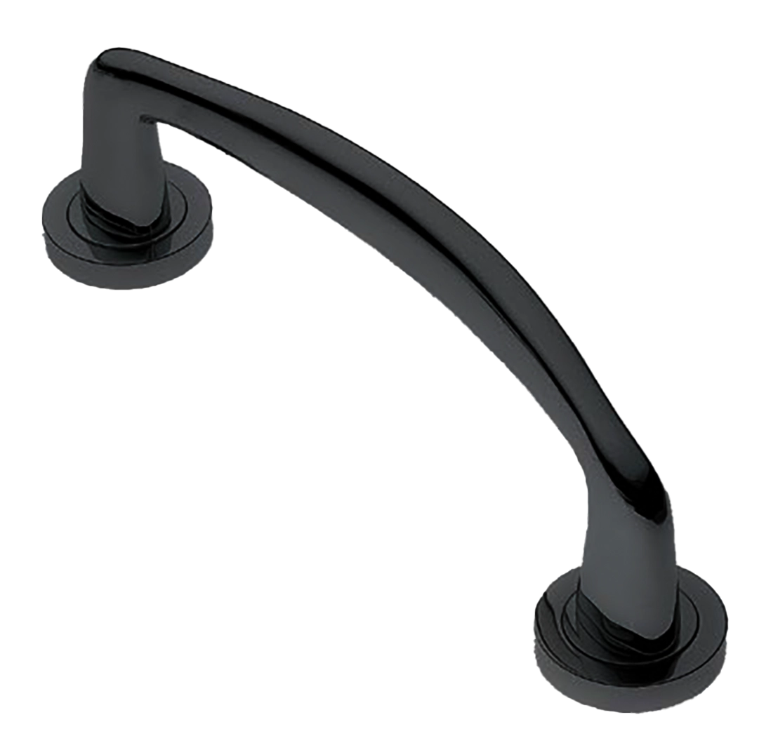 Ручка-скоба дверная COCKATOO PH NERO на круглой розетке, цвет черный, латунь фото купить в Курске