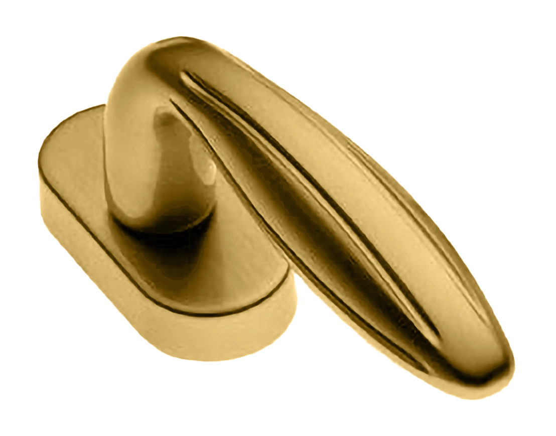 Ручка оконная BUD W1 OSA на прямоугольной розетке, цвет матовое золото, латунь фото купить в Курске