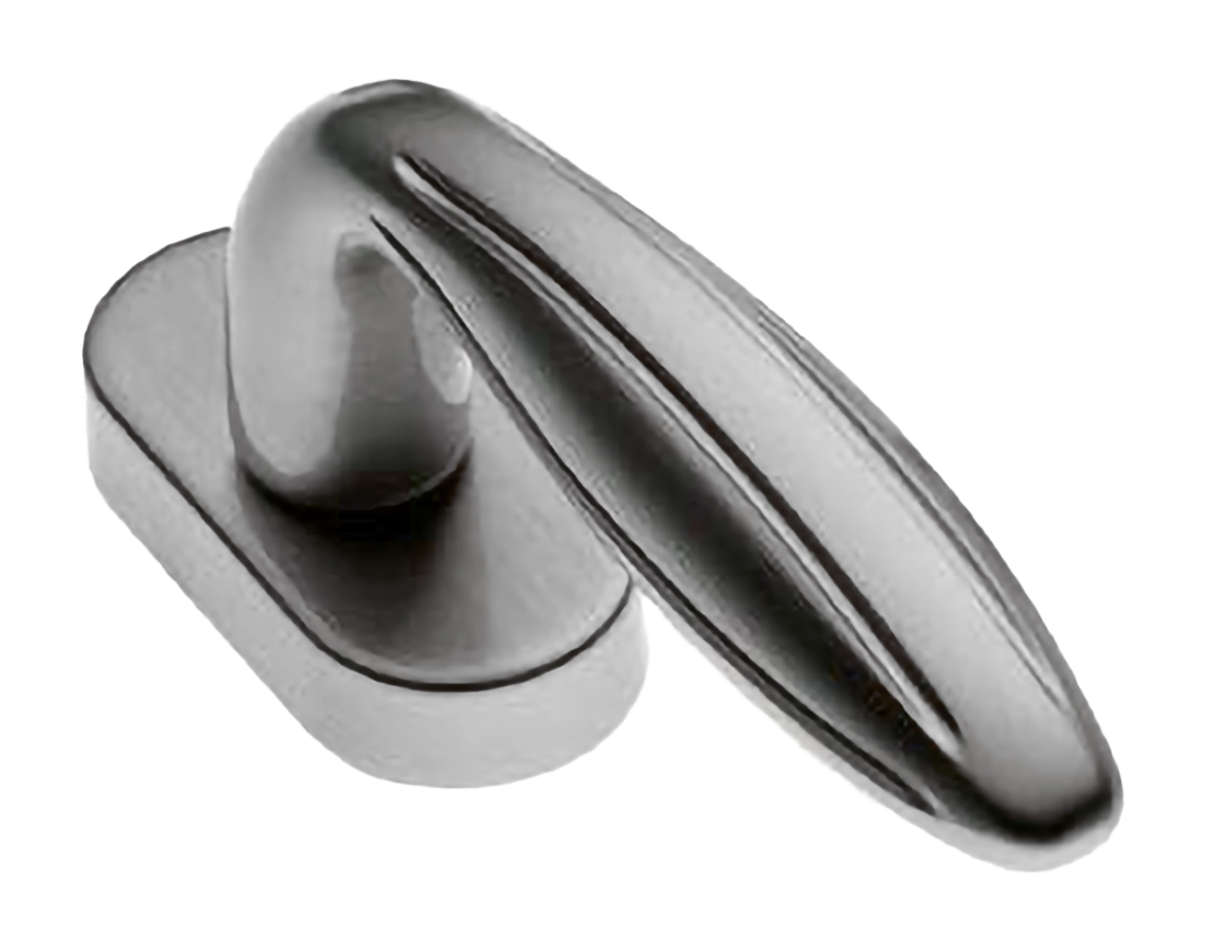 Ручка оконная BUD W1 CSA на прямоугольной розетке, цвет матовый хром, латунь фото купить в Курске