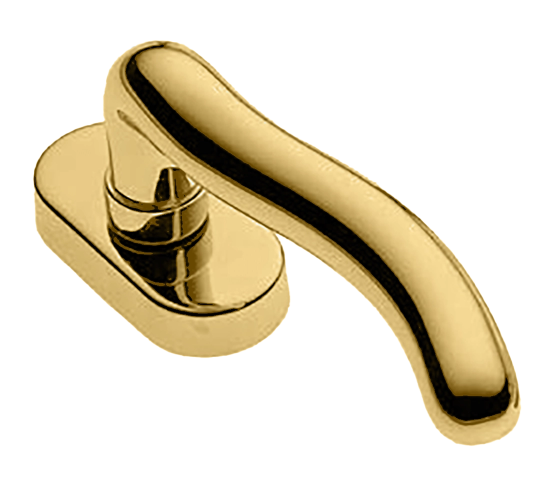 Ручка оконная SNAKE W1 OTL на прямоугольной розетке, цвет золото, латунь фото купить в Курске