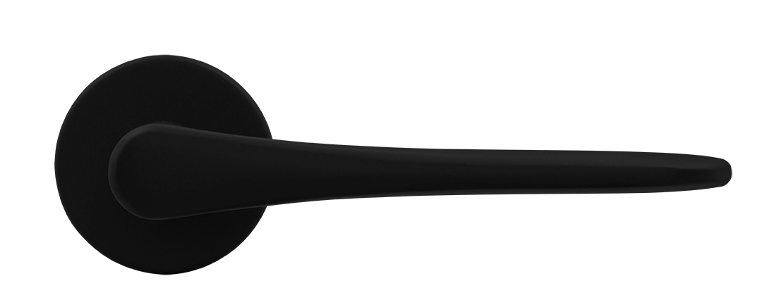 Ручка дверная AULA R5 NERO-ST на круглой розетке, цвет черный soft-touch, ЦАМ фото купить в Курске