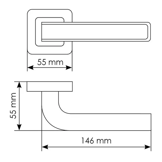 Комплект дверных ручек MH-46 SC/W-S55 + завертка сантехническая MH-WC-S55 SC/CP + защёлка бесшумная 1895P SC + петли врезные универсальные MSN 100X70X2.5-4BB SC (2шт), цвет хром фото купить в Курске