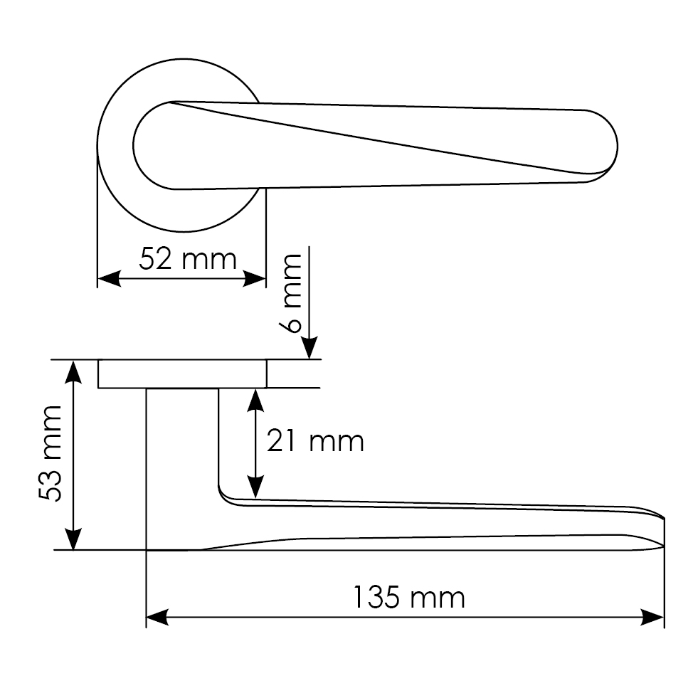 Комплект дверных ручек MH-58-R6 SC + сантехническая завертка MH-WC-R6 SC + защёлка бесшумная M1895 SC + петли врезные универсальные MSN 100X70X2.5-4BB SC (2шт), цвет матовый хром фото купить в Курске