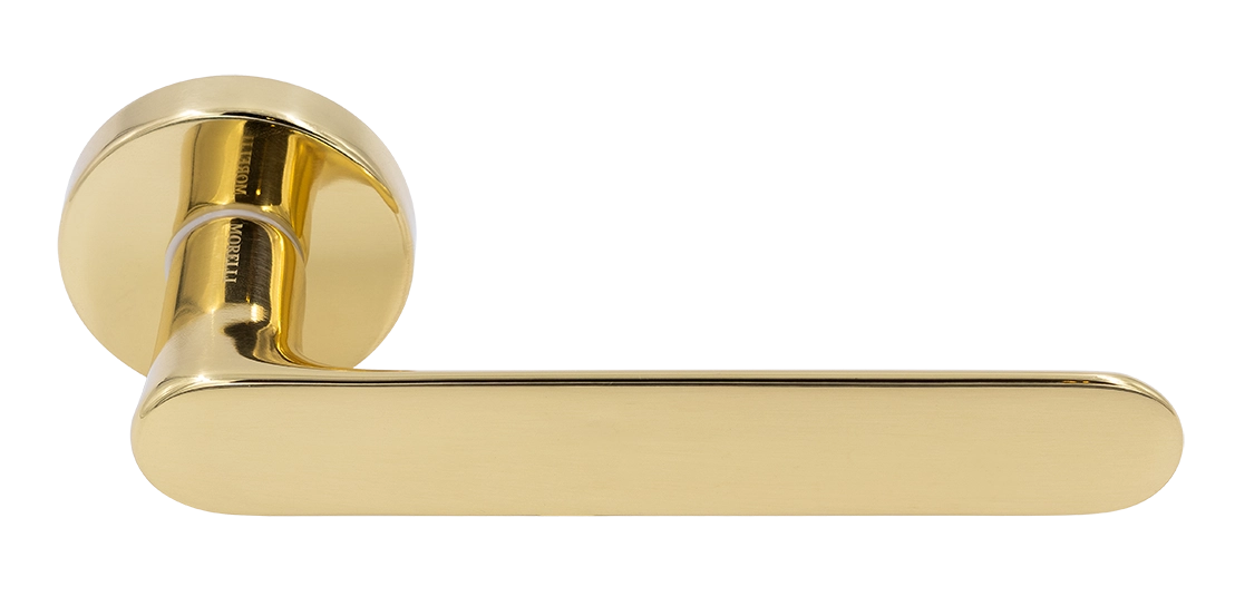 Ручка дверная LE BOAT R5 OTL раздельная на круглой розетке, цвет золото, латунь фото купить Курск