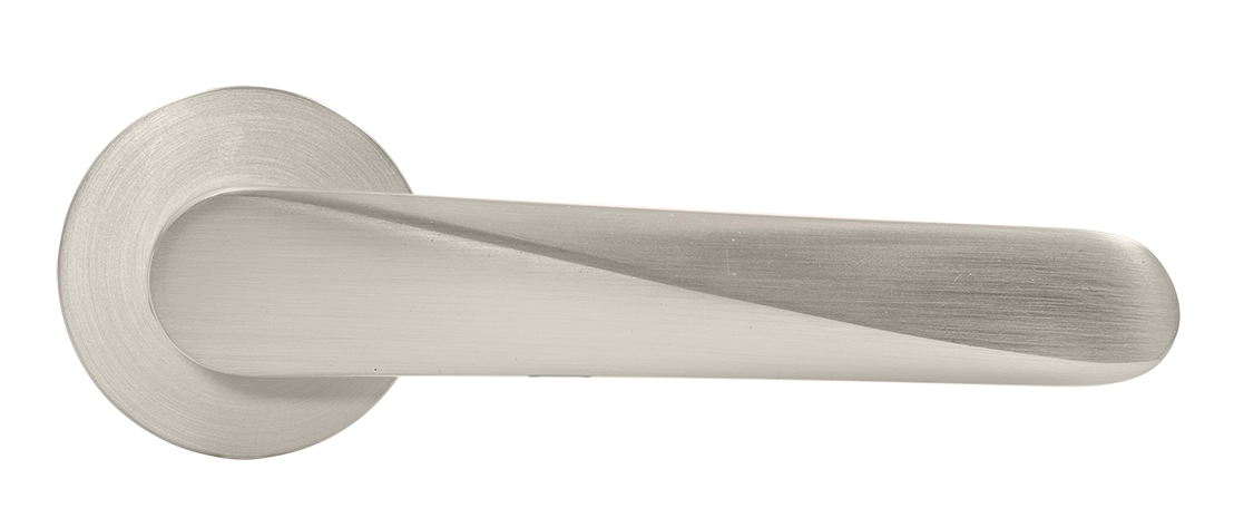 Ручка дверная CAYAN MH-58-R6 MSN раздельная на круглой розетке 6 мм, цвет матовый сатинированный никель, ЦАМ фото купить в Курске