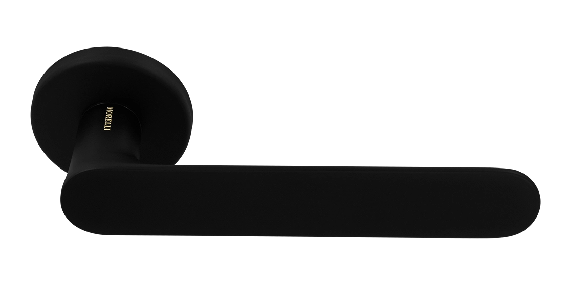 Ручка дверная LE BOAT R5 NERO-ST раздельная на круглой розетке, цвет черный soft-touch, латунь фото купить Курск