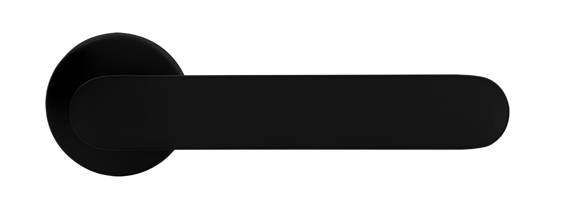 Ручка дверная LE BOAT R5 NERO-ST раздельная на круглой розетке, цвет черный soft-touch, латунь фото купить в Курске