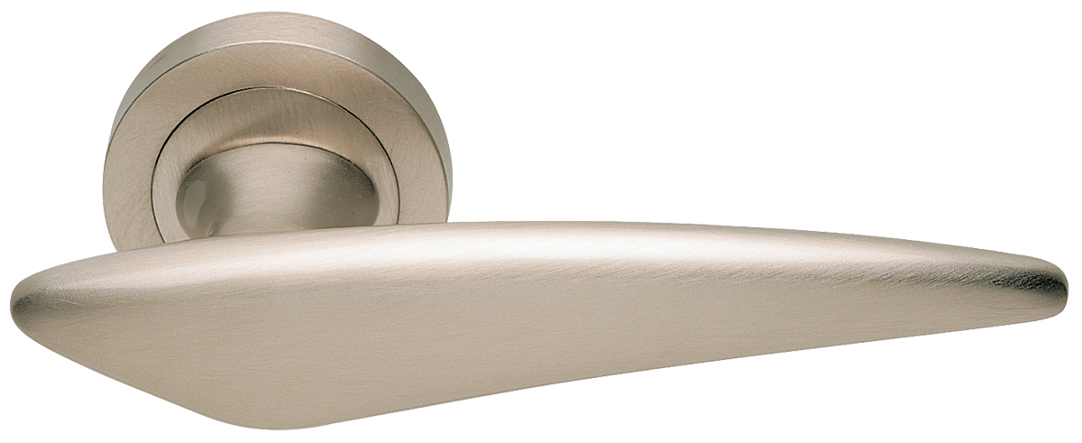 Ручка дверная BOLID R2 NIS раздельная на круглой розетке, цвет матовый никель, латунь фото купить Курск