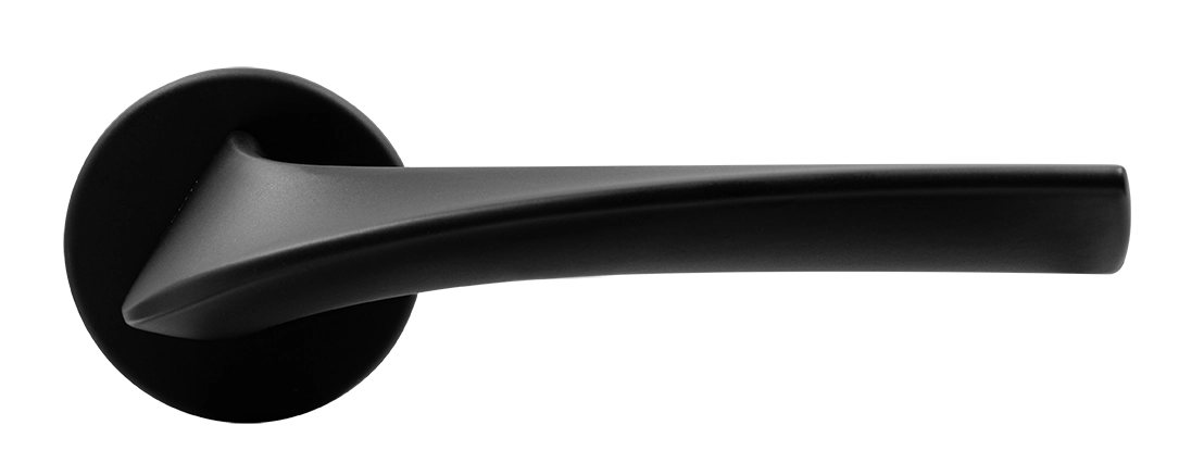 Ручка дверная COMETA R5 NERO-ST на круглой розетке цвет черный soft-touch, ЦАМ фото купить в Курске