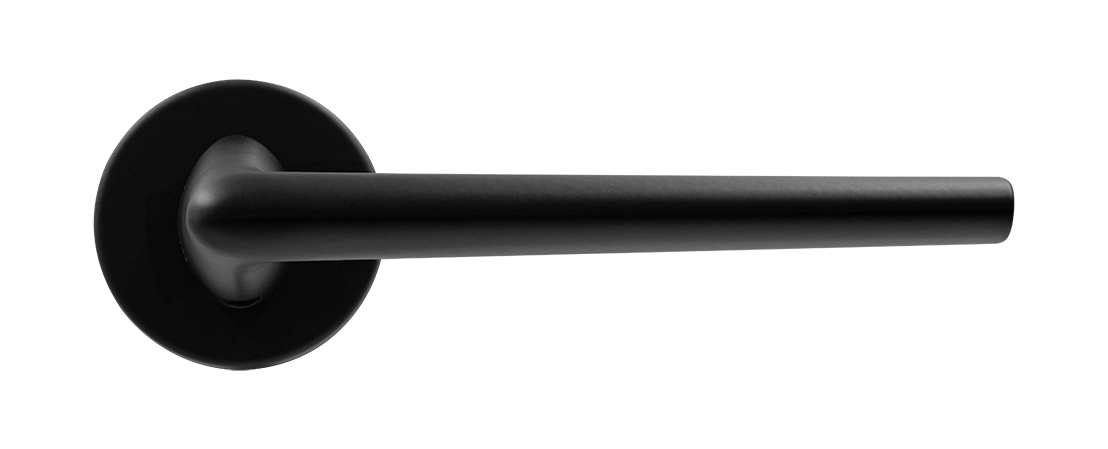 Ручка дверная THE FORCE R5 NERO-ST на круглой розетке, цвет черный soft-touch, ЦАМ фото купить в Курске