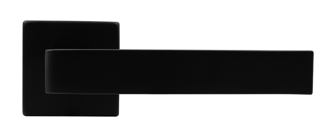 Ручка дверная HORIZONT S5 NERO-ST на квадратной розетке, цвет черный soft-touch, ЦАМ фото купить в Курске
