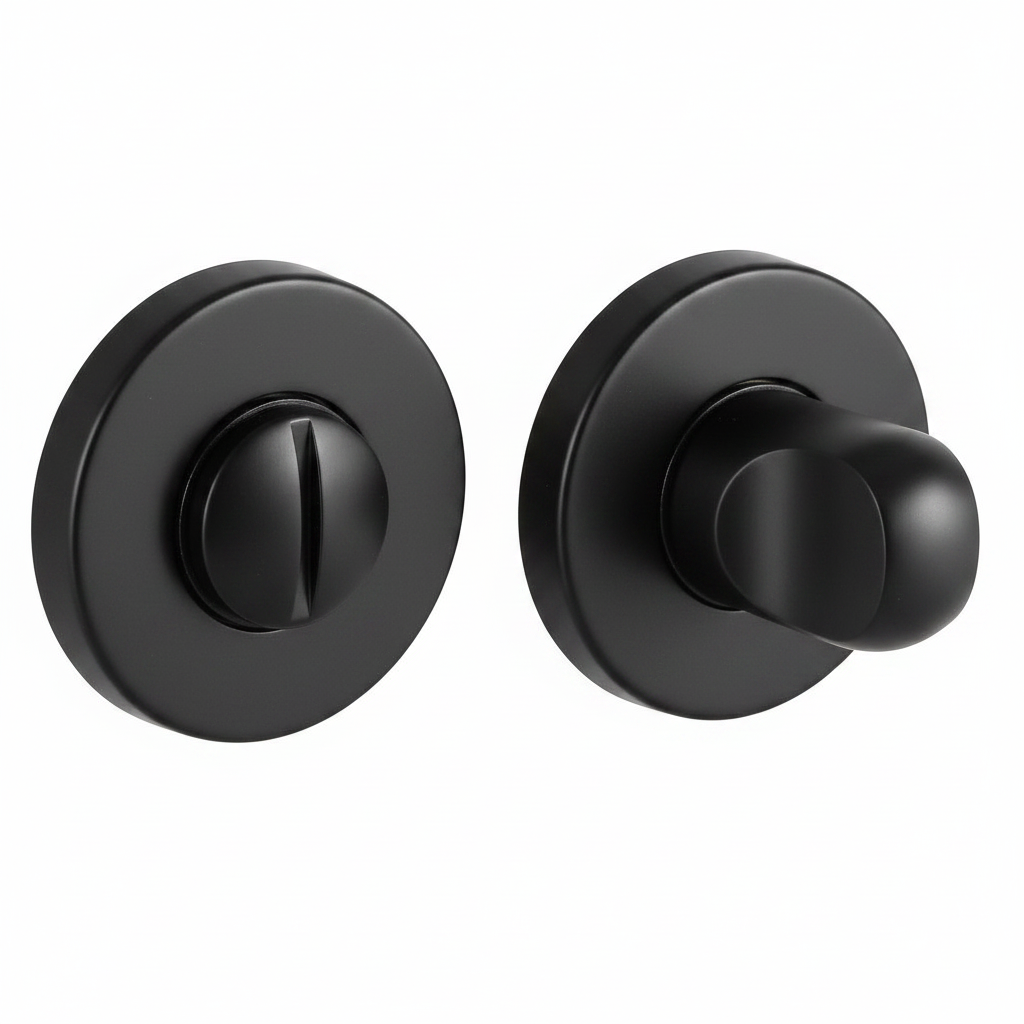 Завертка сантехническая LUX-WC-R3-E NERO-ST на круглой розетке цвет черный soft-touch, ЦАМ фото купить Курск