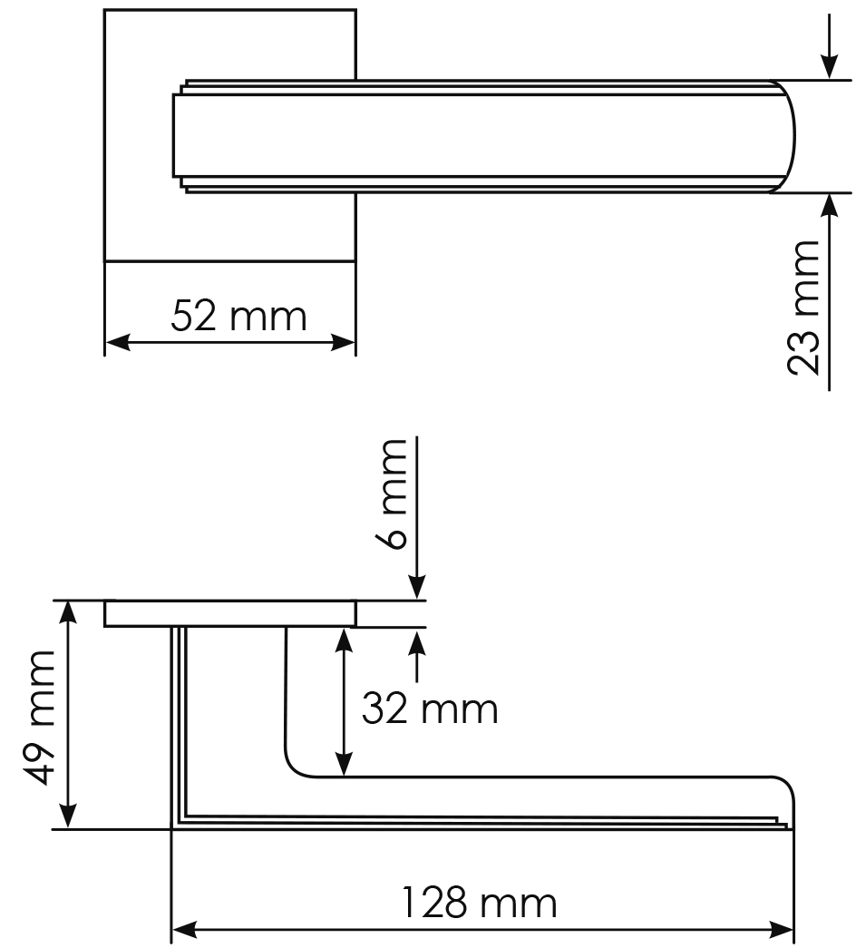 Ручка дверная MH-64-S6 ASC STEPS на квадратной розетке 6 мм, цвет анодированный матовый хром фото фурнитура Курск