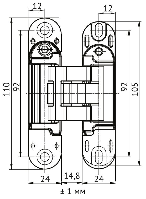 Петля скрытая HH-28 SC врезная с 3D-регулировкой вес полотна до 40 кг, цвет матовый хром фото купить в Курске
