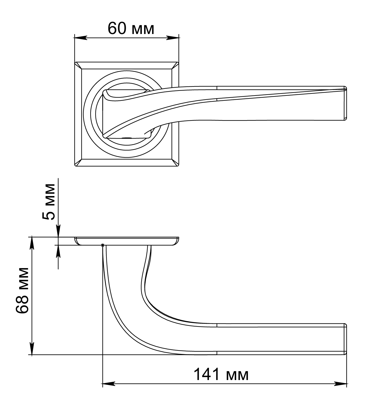 Ручка дверная WD CONCERT HALL S7 SMI на квадратной розетке, цвет Весенняя дымка/Spring Mist фото фурнитура Курск