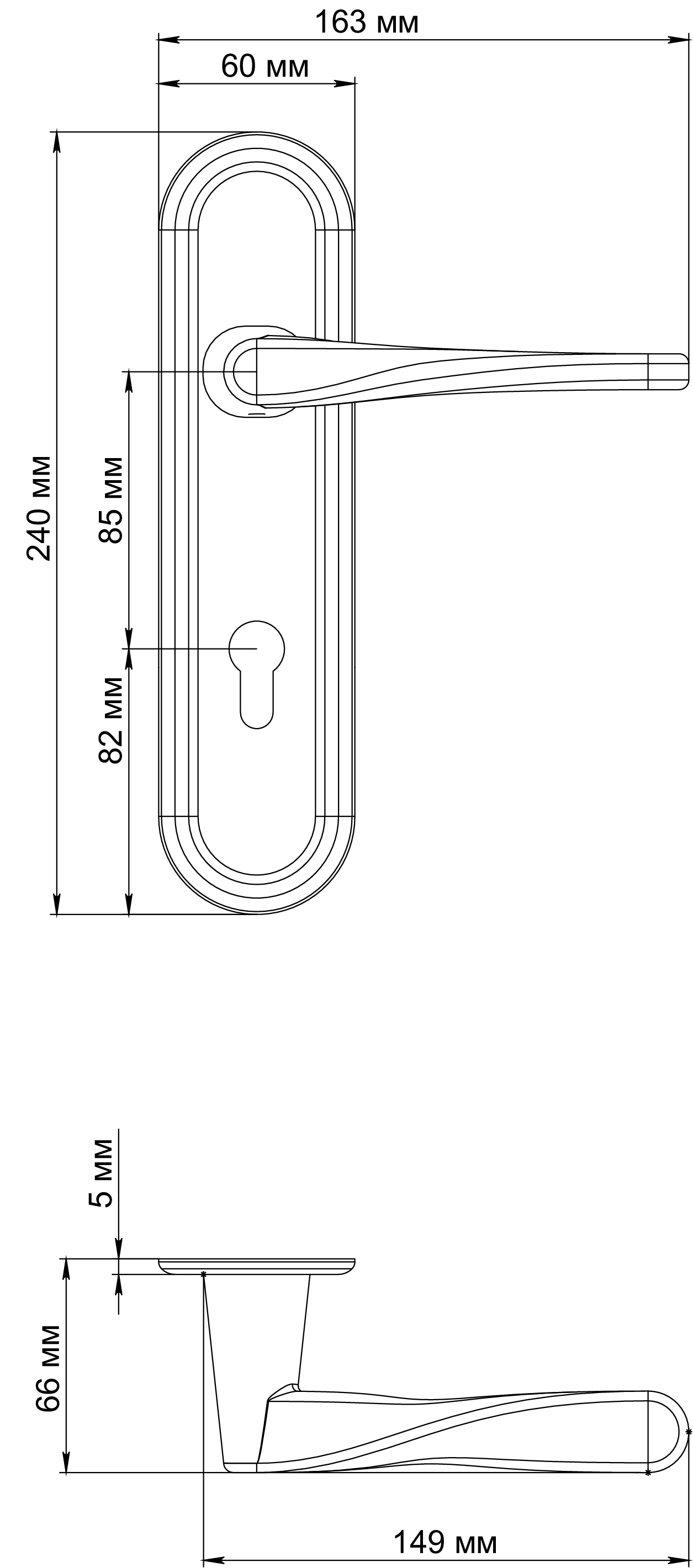 Ручка дверная THE OLYMPICS PLR KH SST на планке под ключевой цилиндр, цвет Летняя гроза/Summer Storm фото купить в Курске