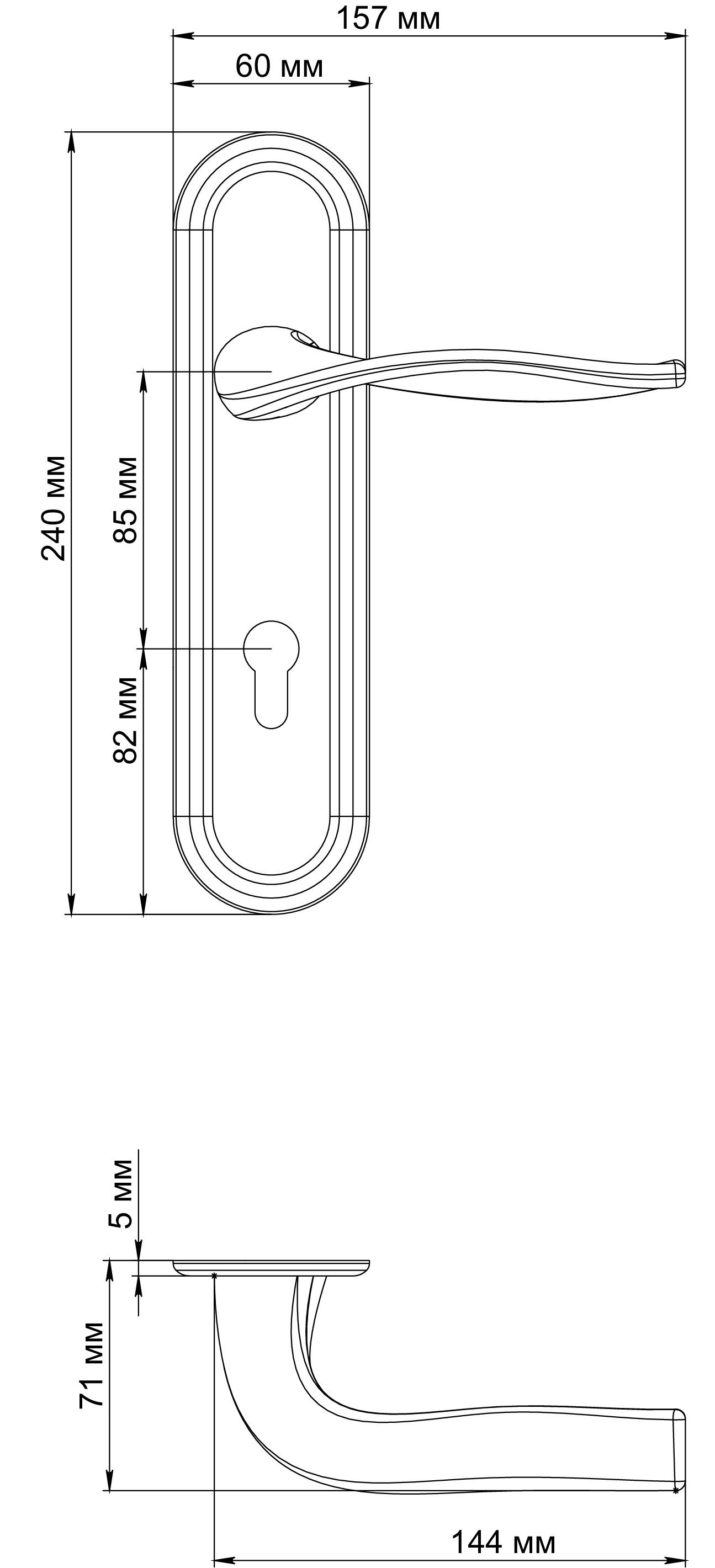 Ручка дверная SKYSCRAPER PLR KH SST на планке под ключевой цилиндр, цвет Летняя гроза/Summer Storm фото купить в Курске