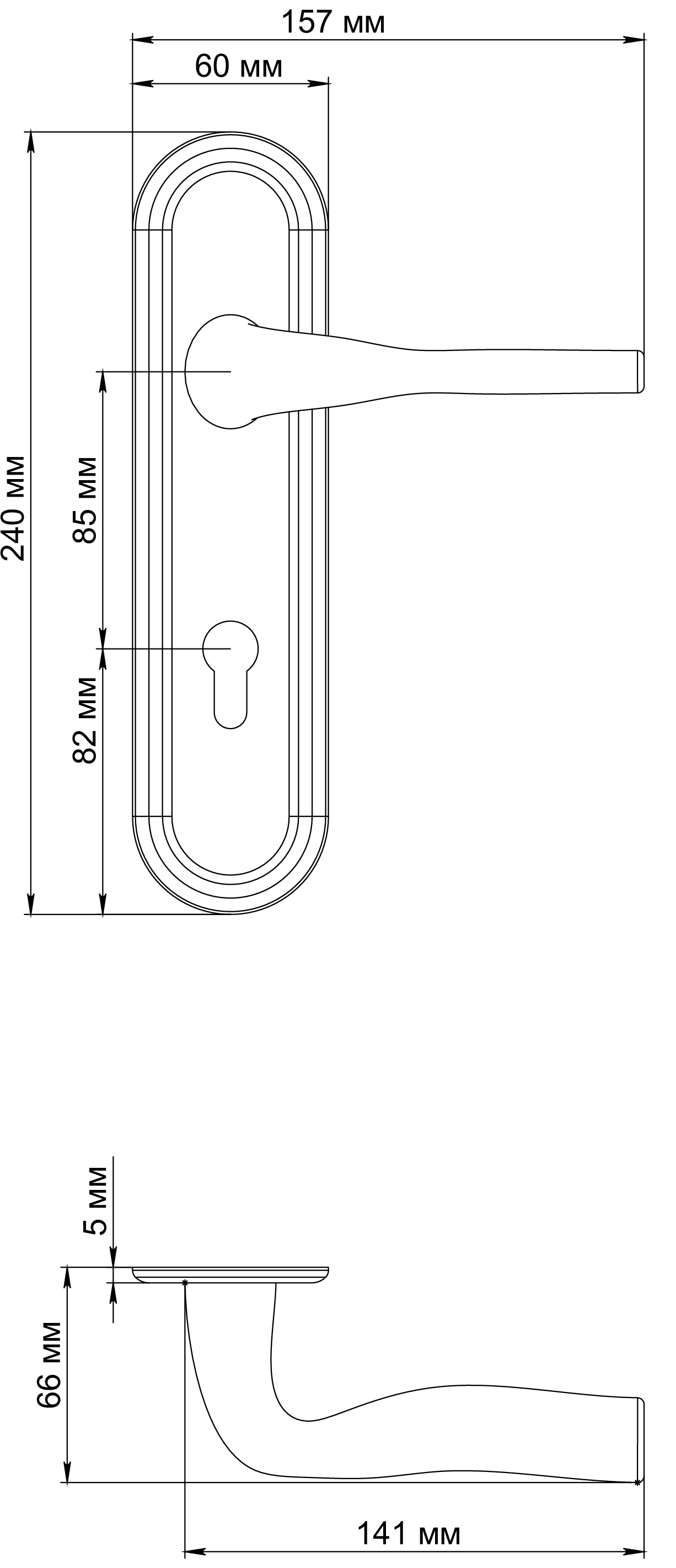 Ручка дверная LVB PLR KH SST на планке под ключевой цилиндр, цвет Летняя гроза/Summer Storm фото купить в Курске