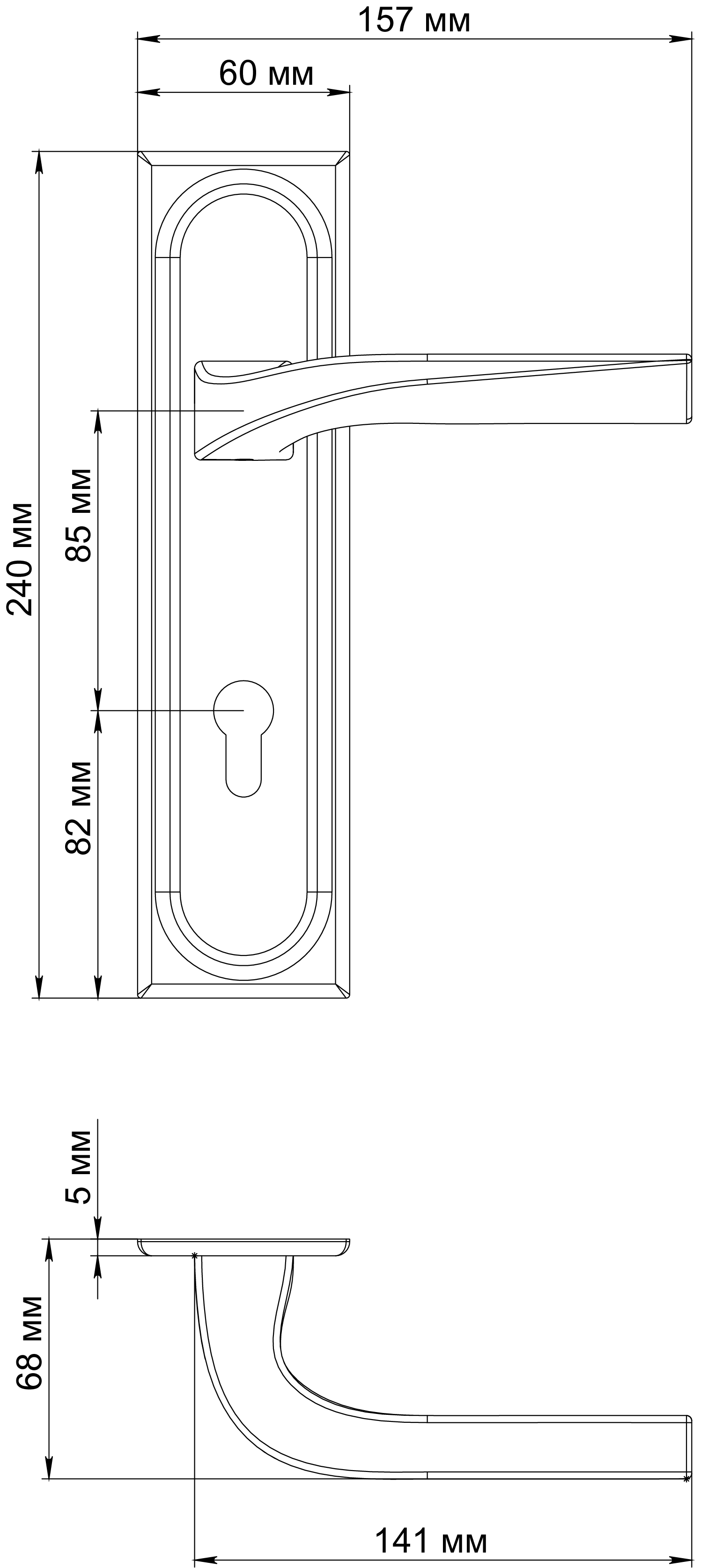 Ручка дверная WD CONCERT HALL PLS KH WF на планке под ключевой цилиндр, цвет Зимняя стужа/Winter Frost фото купить в Курске