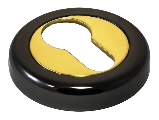 LUX-KH-R4 NNO, накладка на евроцилиндр, цвет - черный хром/золото фото купить Курск