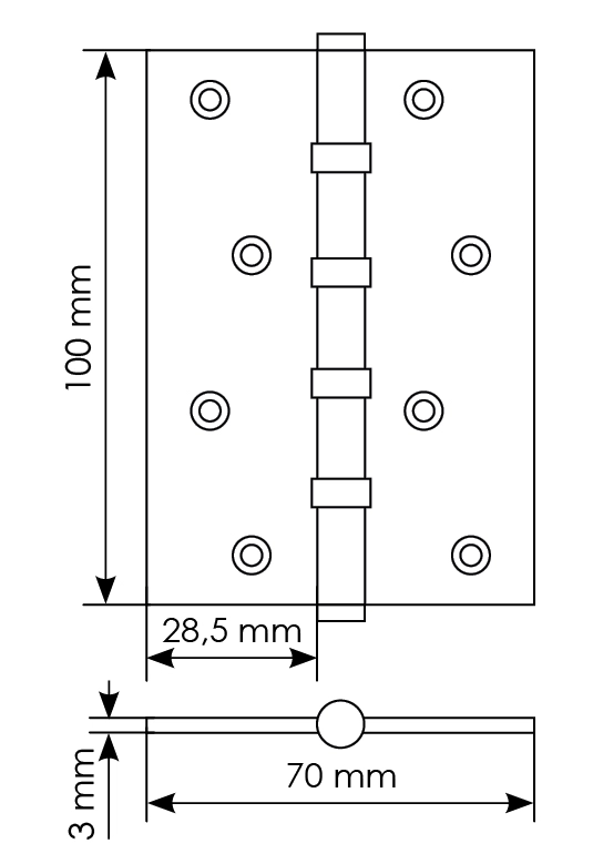 Петля карточная универсальная MBU 100X70X3-4BB COF латунь,врезная,цвет кофе фото купить в Курске