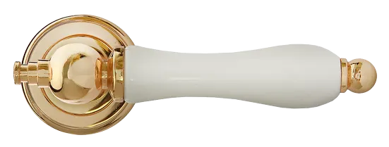 MART, ручка дверная MH-42-CLASSIC PG/W, цвет - золото/белый фото купить в Курске