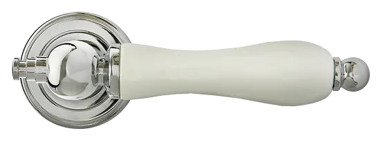 MART, ручка дверная MH-42-CLASSIC PC/W, цвет- хром/белый фото купить в Курске