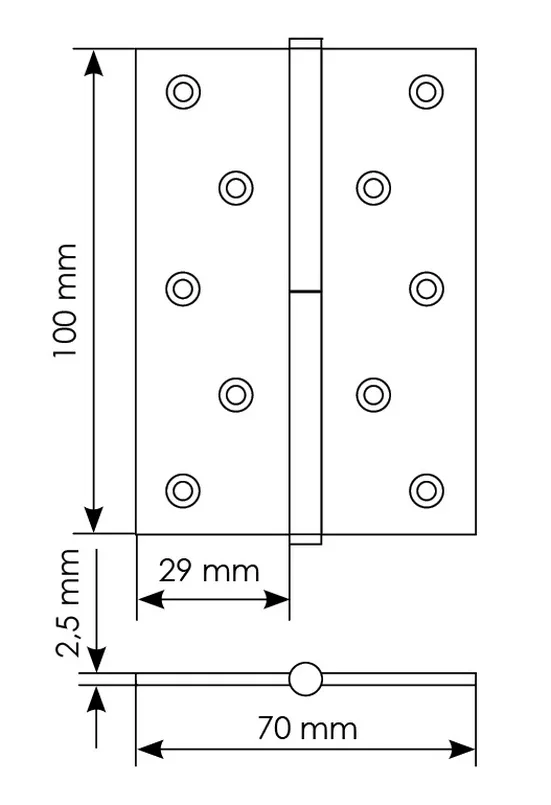 Петля универсальная разъемная MSD 100X70X2.5 AB L стальная левая, врезная, цвет бронза фото купить в Курске