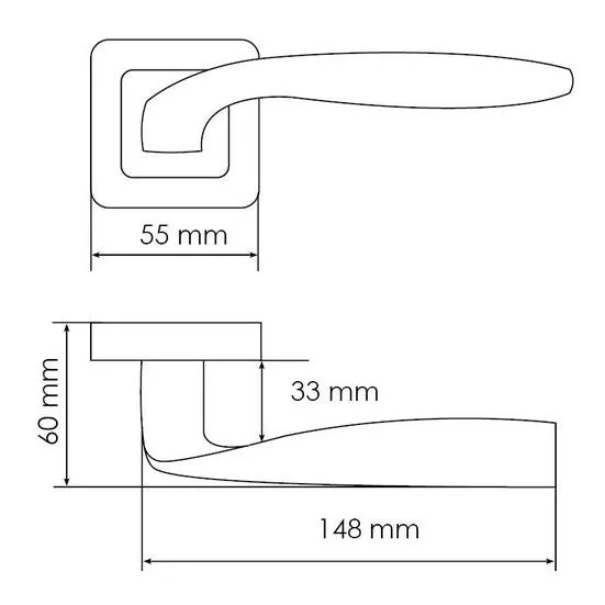 Ручка дверная SHELL MH-45 GR/CP-S55 раздельная на квадратной розетке, цвет графит/хром, ЦАМ Light фото купить в Курске