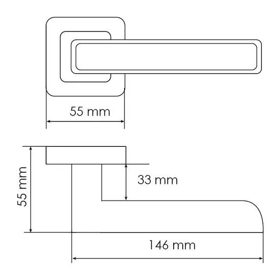 Ручка дверная FLEX MH-44 GR/CP-S55 раздельная на квадратном основании, цвет графит/хром, ЦАМ Light фото купить в Курске