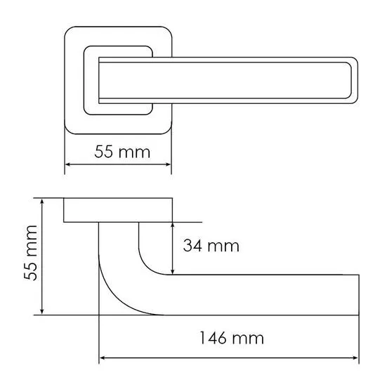 Ручка дверная EON MH-46 GR/CP-S55 раздельная на квадратной розетке, цвет графит/хром, ЦАМ Light фото фурнитура Курск