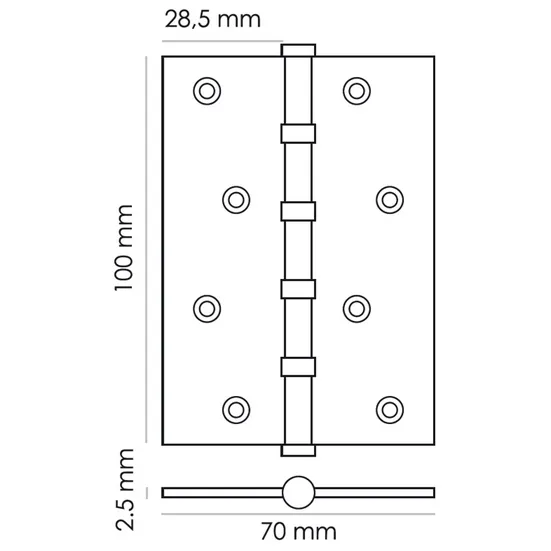 Петля карточная универсальная MS 100X70X2.5-4BB BL, врезная, цвет черный, сталь фото купить в Курске