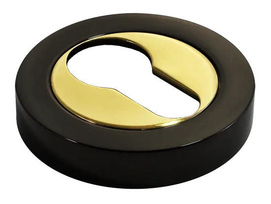 LUX-KH-R2 NNO, накладка на евроцилиндр, цвет - черный хром/золото фото купить Курск