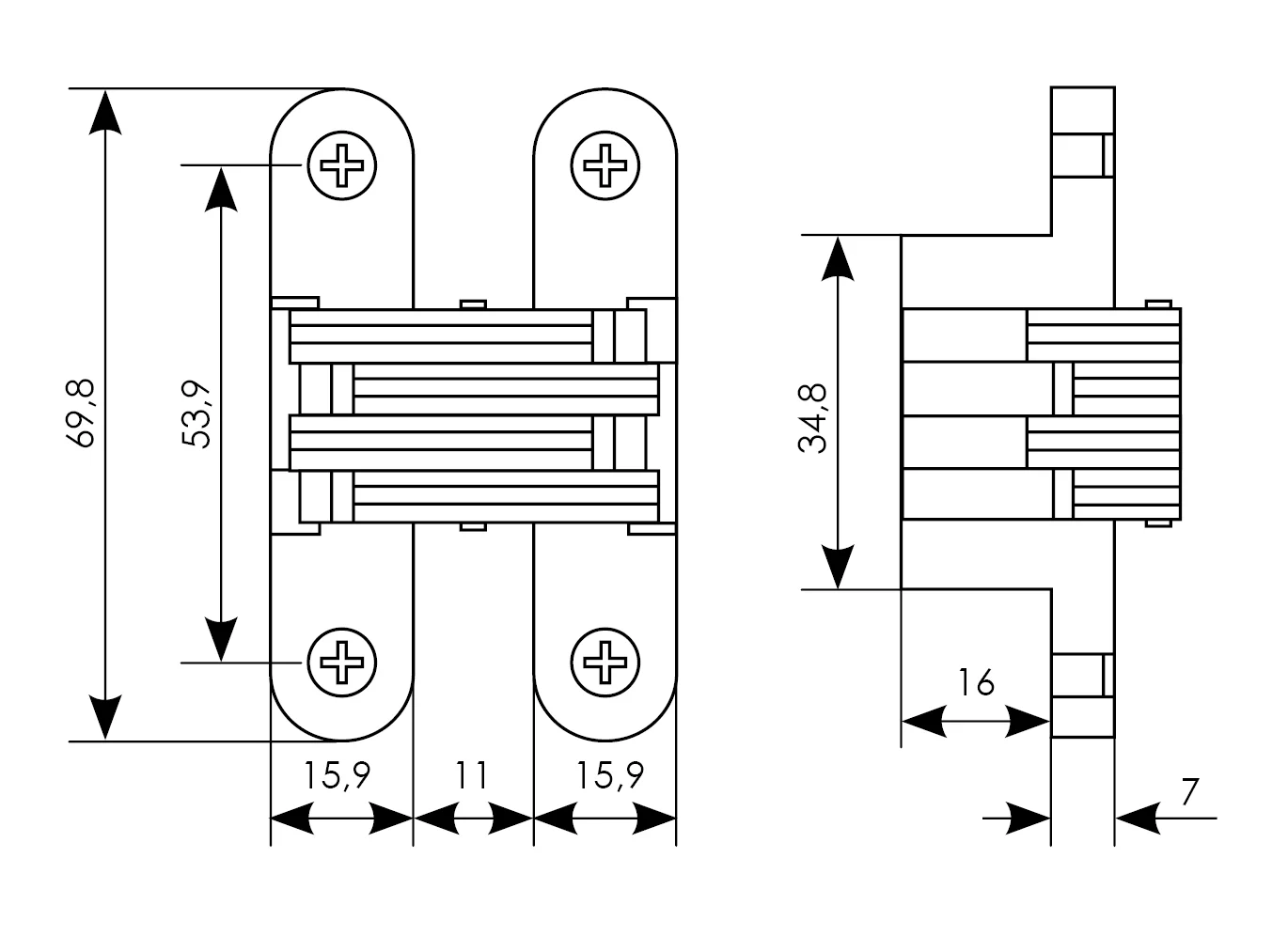 Петля скрытая HH-7 PC врезная с 2D-регулировкой , цвет хром фото купить в Курске