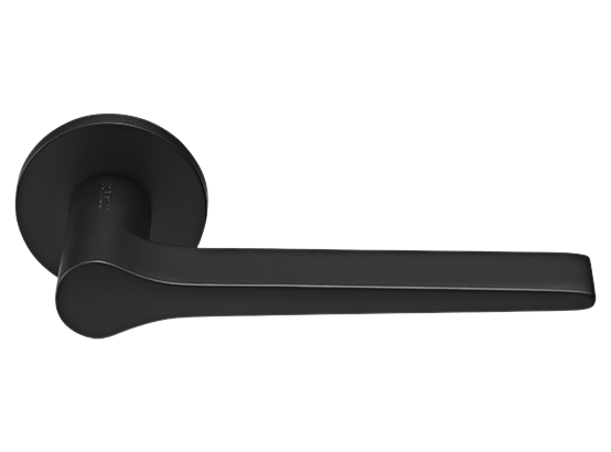 LAND ручка дверная  на круглой розетке 6 мм, MH-60-R6 BL, цвет - чёрный фото купить Курск
